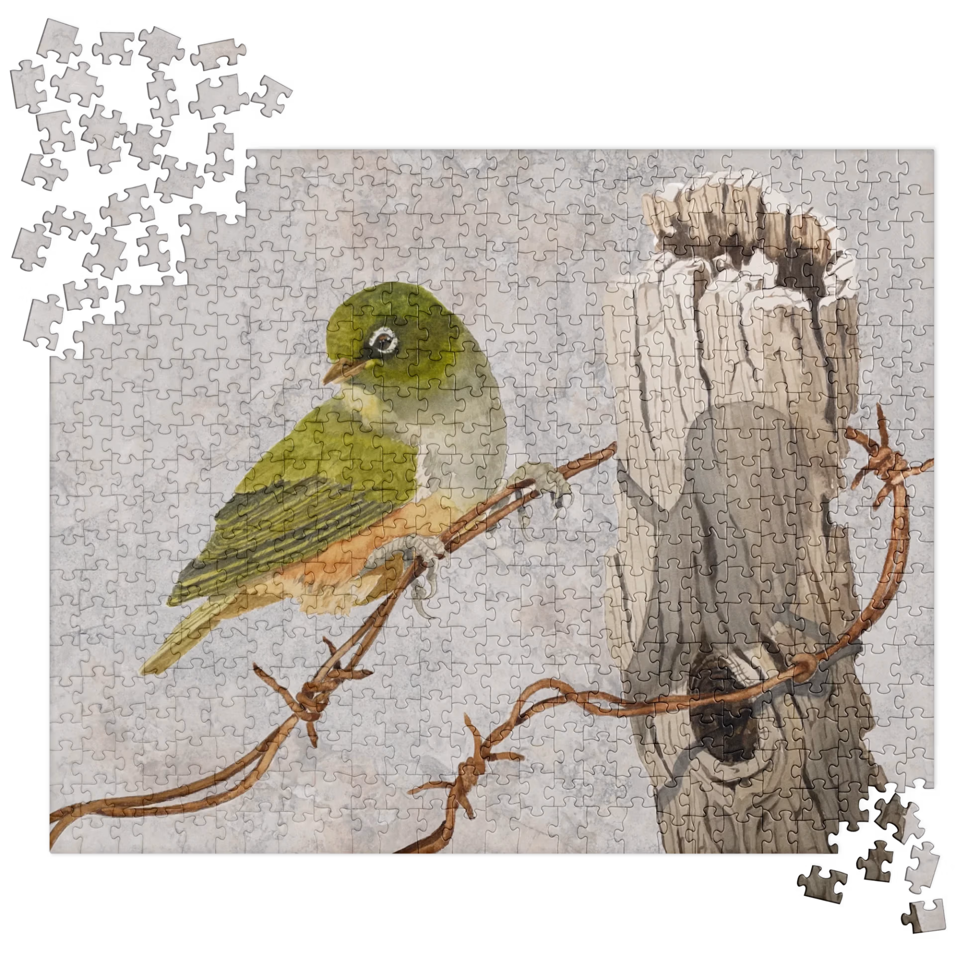 the jigsaw puzzle saddle billed stork (pale concrete background)