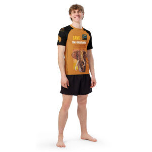 All-over print men’s rash guard, SAVE THE ELEPHANTS ("TIM")