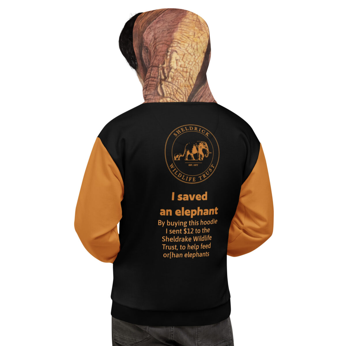 Unisex Allover Print Hoodie, save th eelephants ("Tim") - Image 4