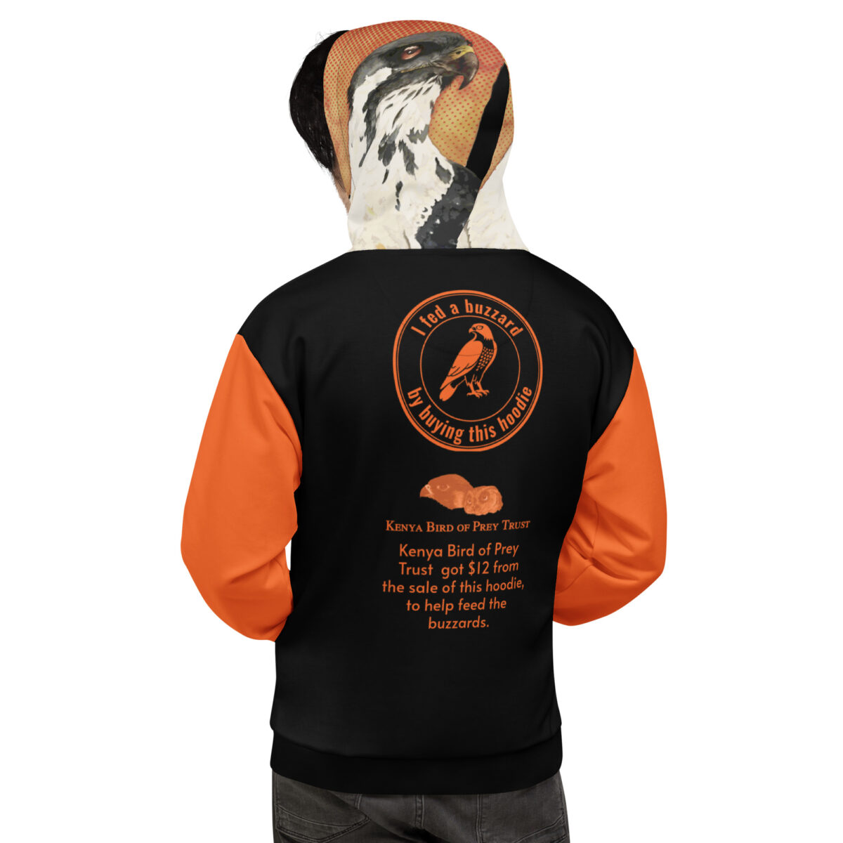 Unisex Allover Print Hoodie, Go feed a buzzard ("Gene", the augur buzzard) - Image 3