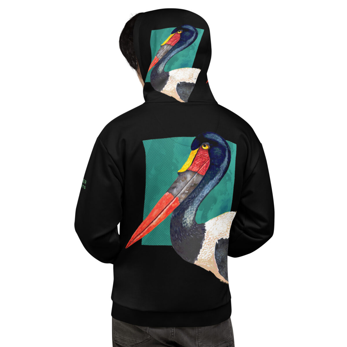 Unisex Allover Print Hoodie, Saddle-billed stork - Image 3