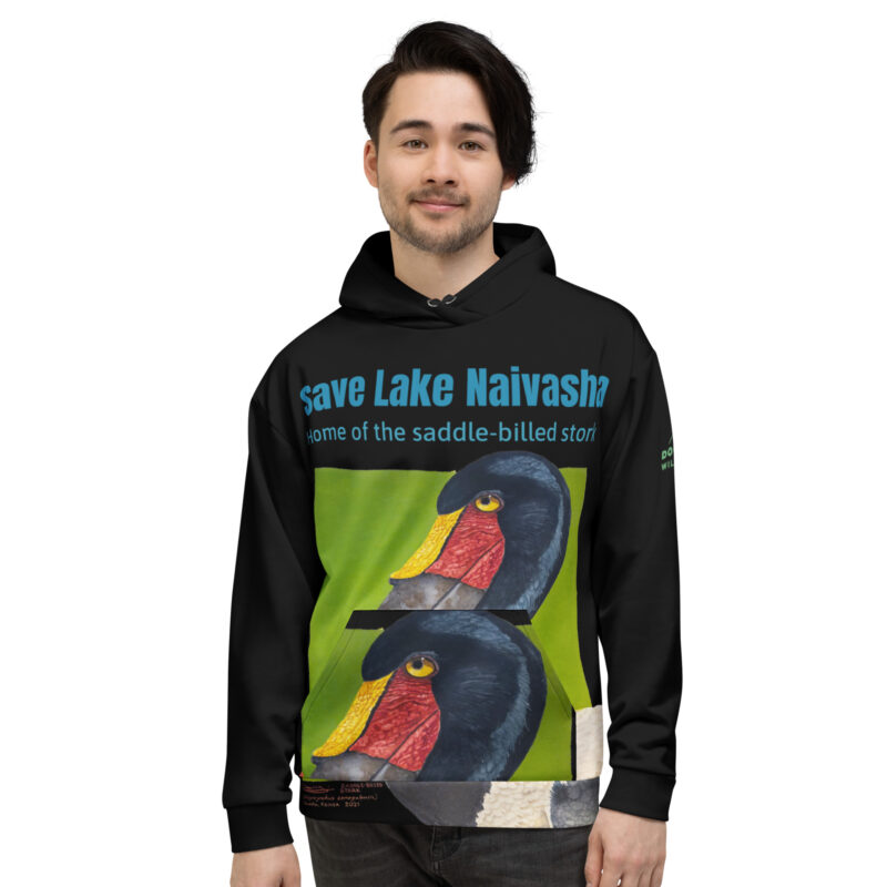 Unisex Hoodie, Save Lake Naivasha (saddle-billed stork)