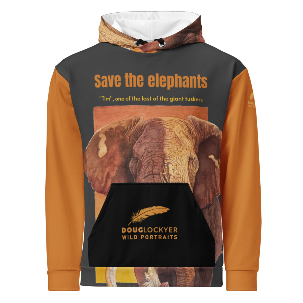 Unisex Allover Print Hoodie, save th eelephants ("Tim") - Image 2