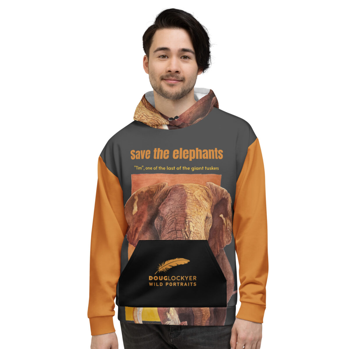 Unisex Allover Print Hoodie, save th eelephants ("Tim") - Image 3