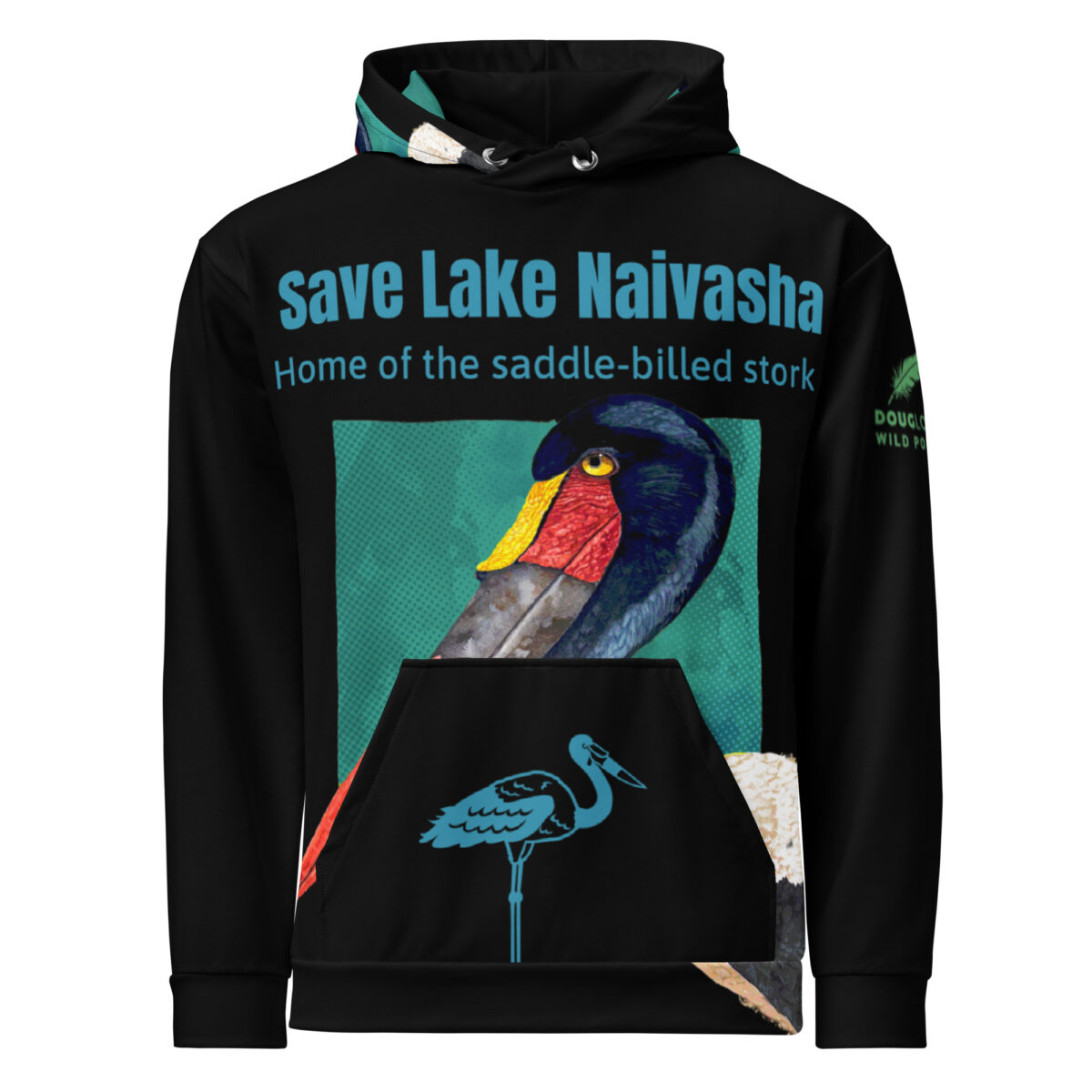 Unisex Allover Print Hoodie, Saddle-billed stork - Image 2