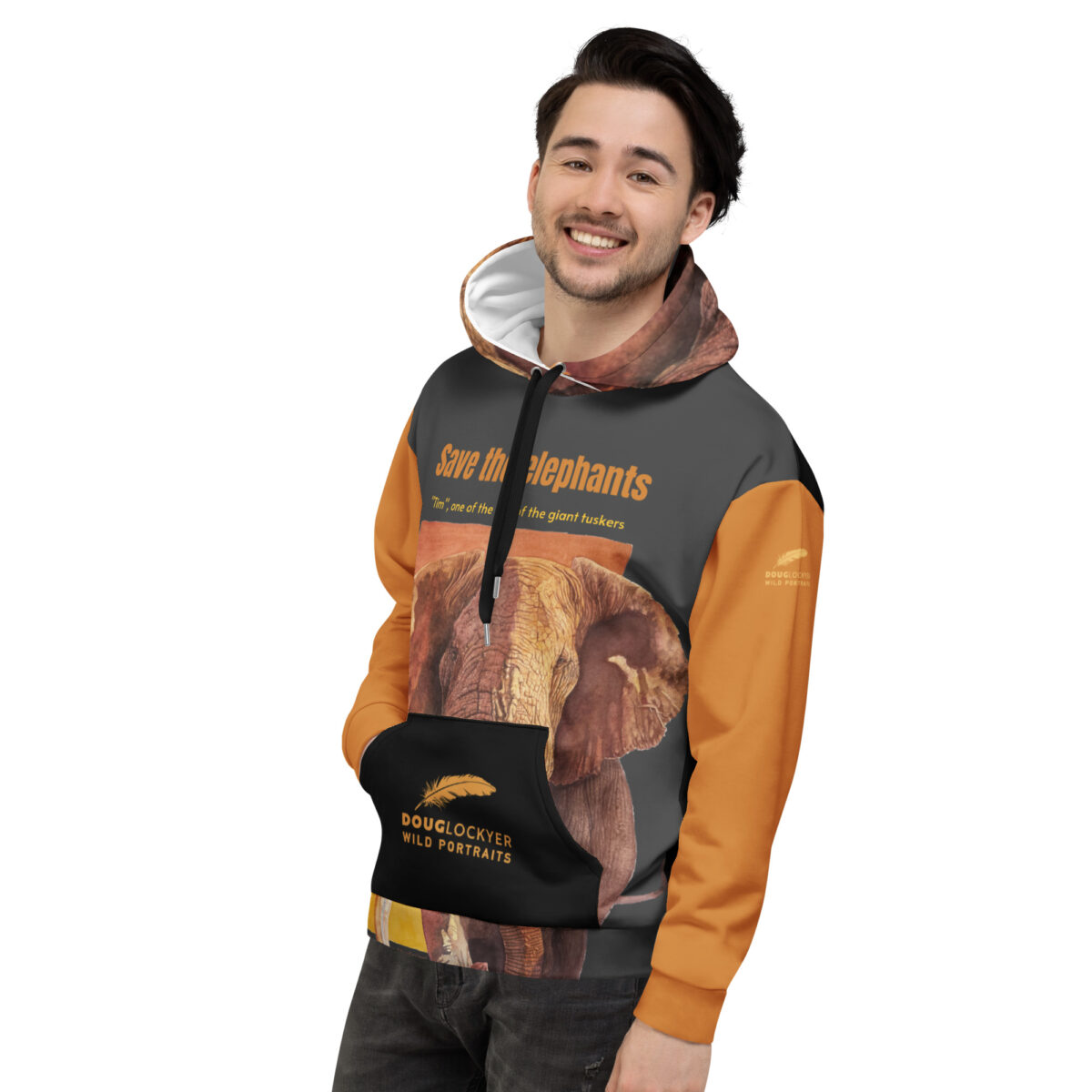 Unisex Allover Print Hoodie, save th eelephants ("Tim") - Image 6