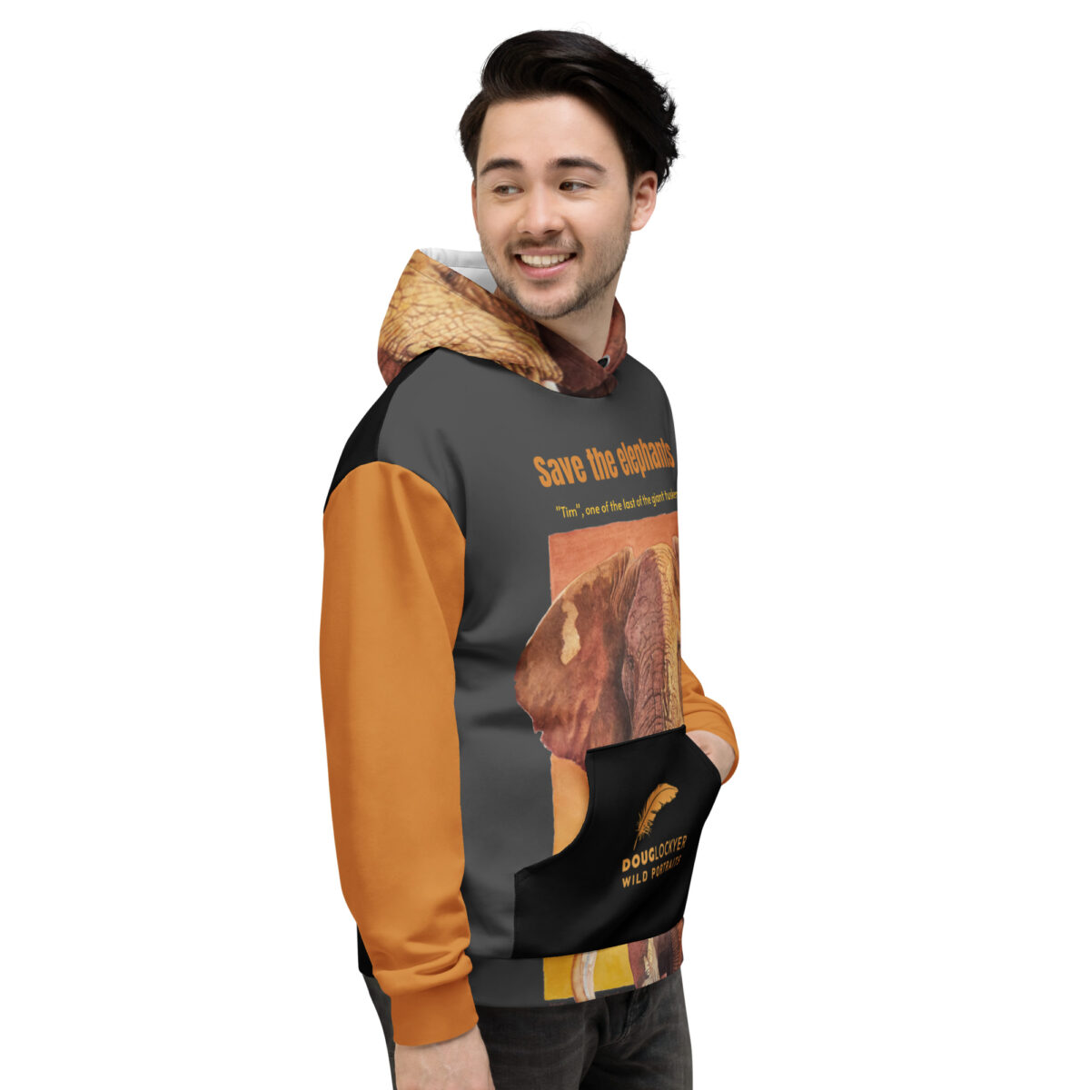 Unisex Allover Print Hoodie, save th eelephants ("Tim") - Image 7
