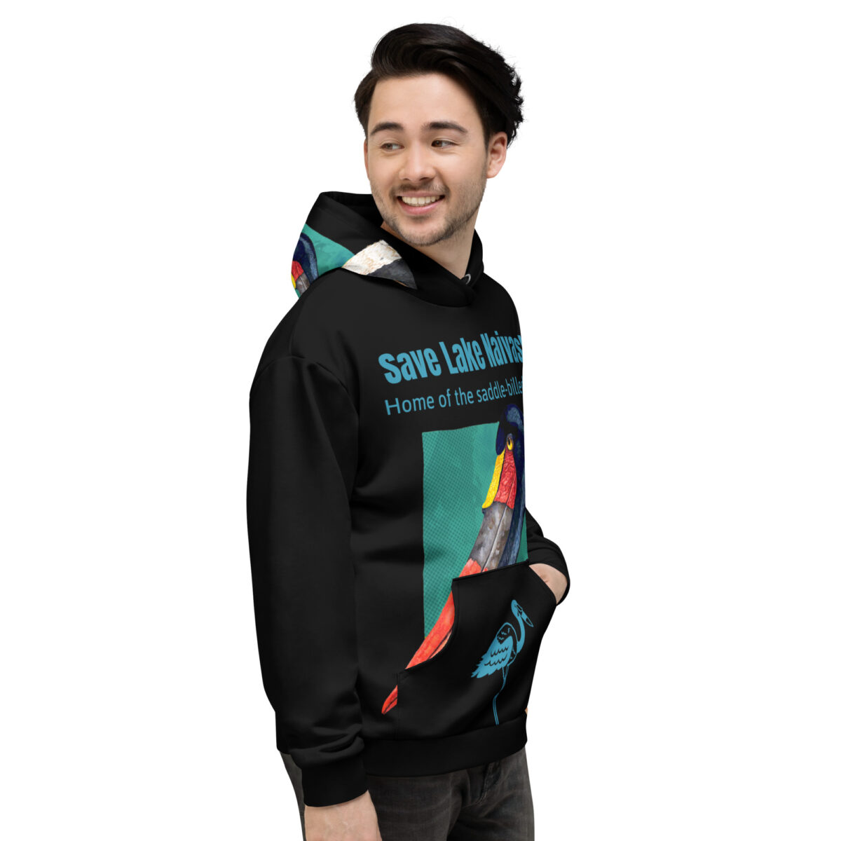Unisex Allover Print Hoodie, Saddle-billed stork - Image 6