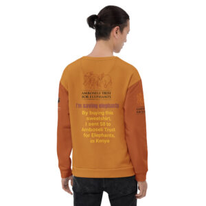 Unisex Sweatshirt, allover print, tan with brick sleeves, BIG Tim