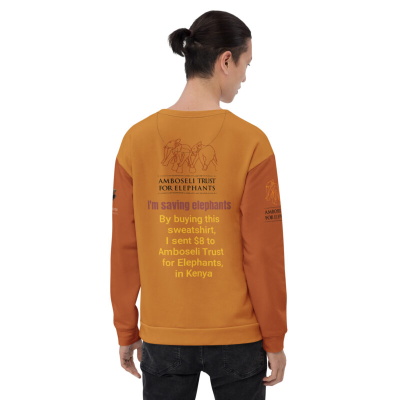 Unisex Sweatshirt, allover print, tan with brick sleeves, BIG Tim