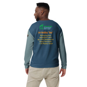Unisex Sweatshirt. all over print, "Roy" a chimp of Ol Pejeta