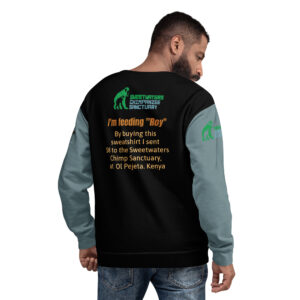 Unisex Sweatshirt, black withsage sleeves, Roy