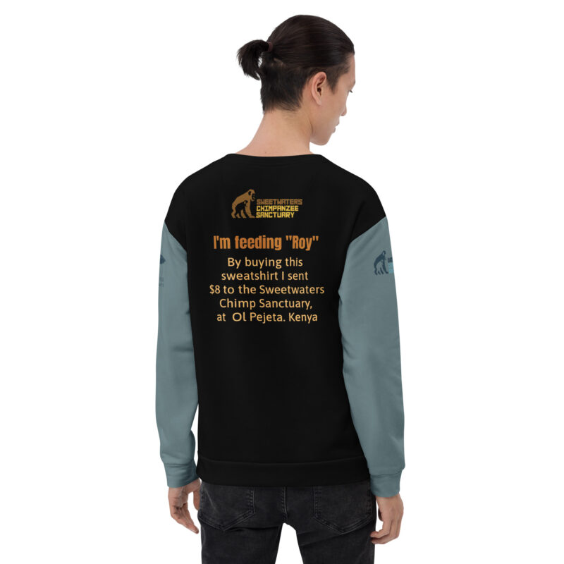 Unisex Sweatshirt, black withsage sleeves, Roy - Image 5