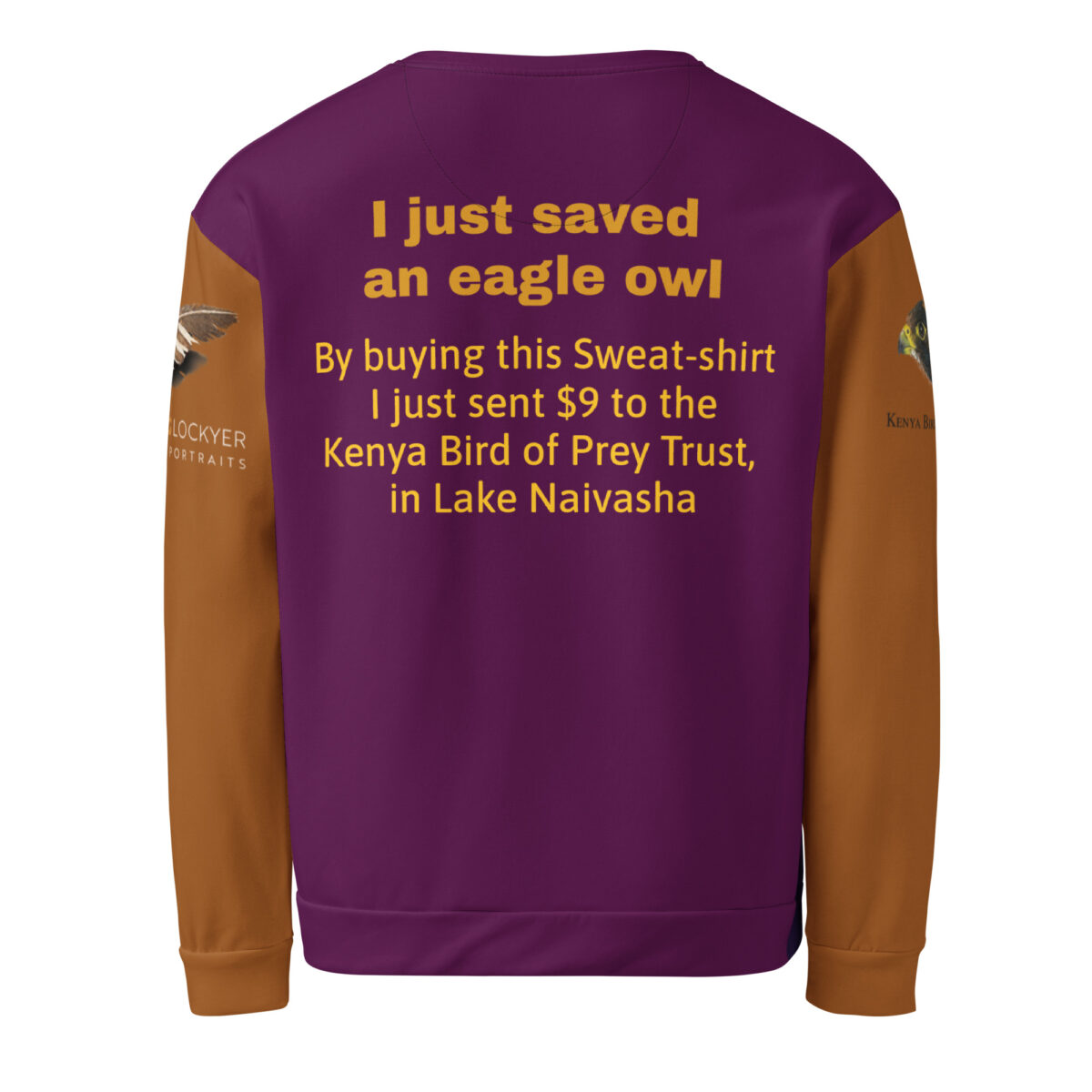 Unisex Sweatshirt, Mackinder's eagle owl - Image 2