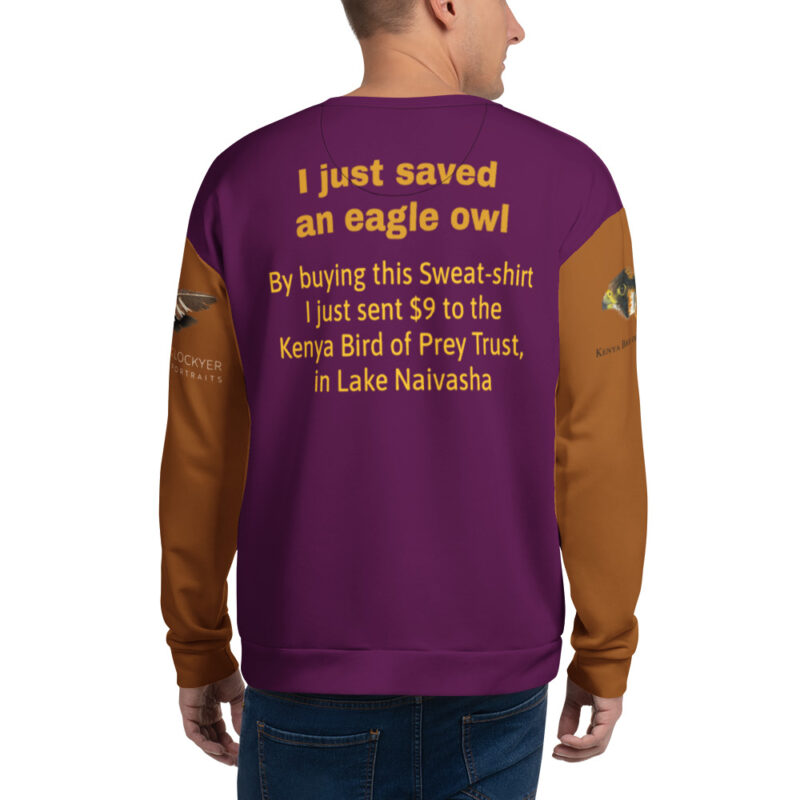 Unisex Sweatshirt, Mackinder's eagle owl - Image 4
