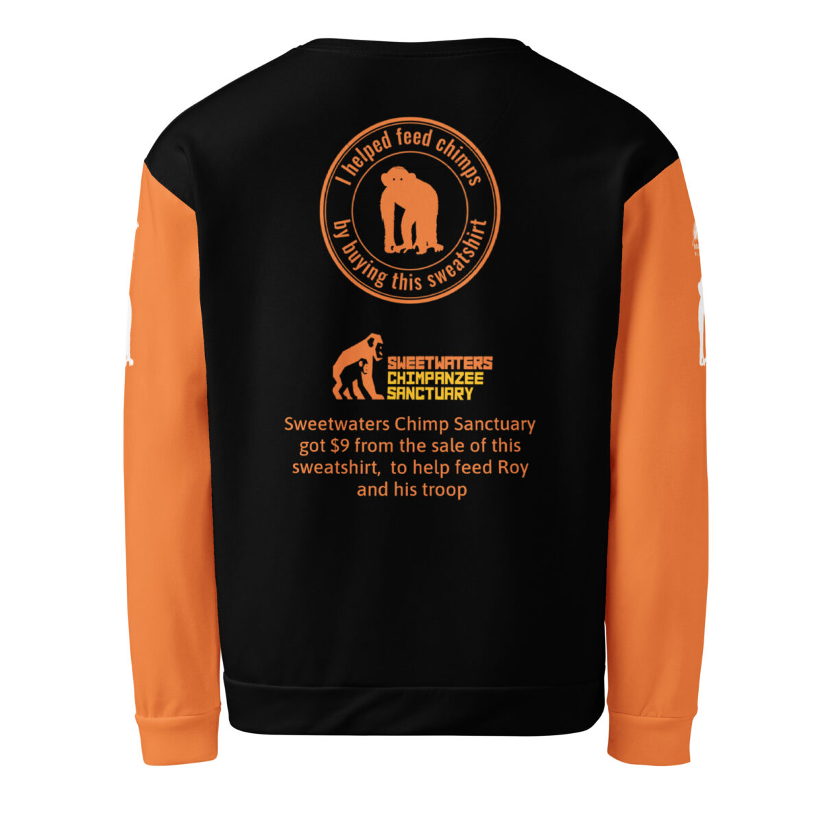 Unisex Allover Print Sweatshirt, Go feed a chimp  ("Roy") - Image 3