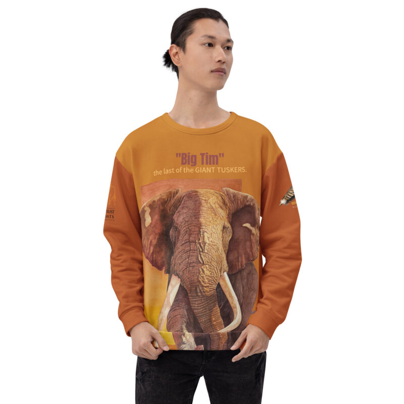 Unisex Sweatshirt, allover print, tan with brick sleeves, BIG Tim - Image 4