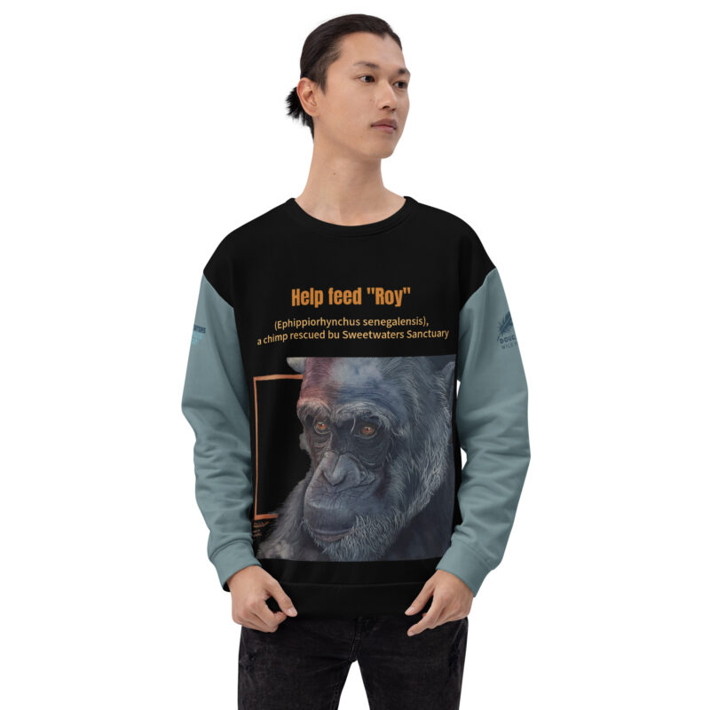Unisex Sweatshirt, black withsage sleeves, Roy - Image 4