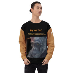 Unisex Sweatshirt, Roy, a chimp from Sweetwaters