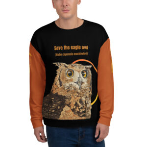 Unisex Allover Print Sweatshirt, save the eagle owl ,MacKinder's eagle owl