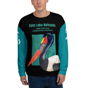 Unisex Allover Print Sweatshirt, save Lake Naivasha (saddle-billed-stork)
