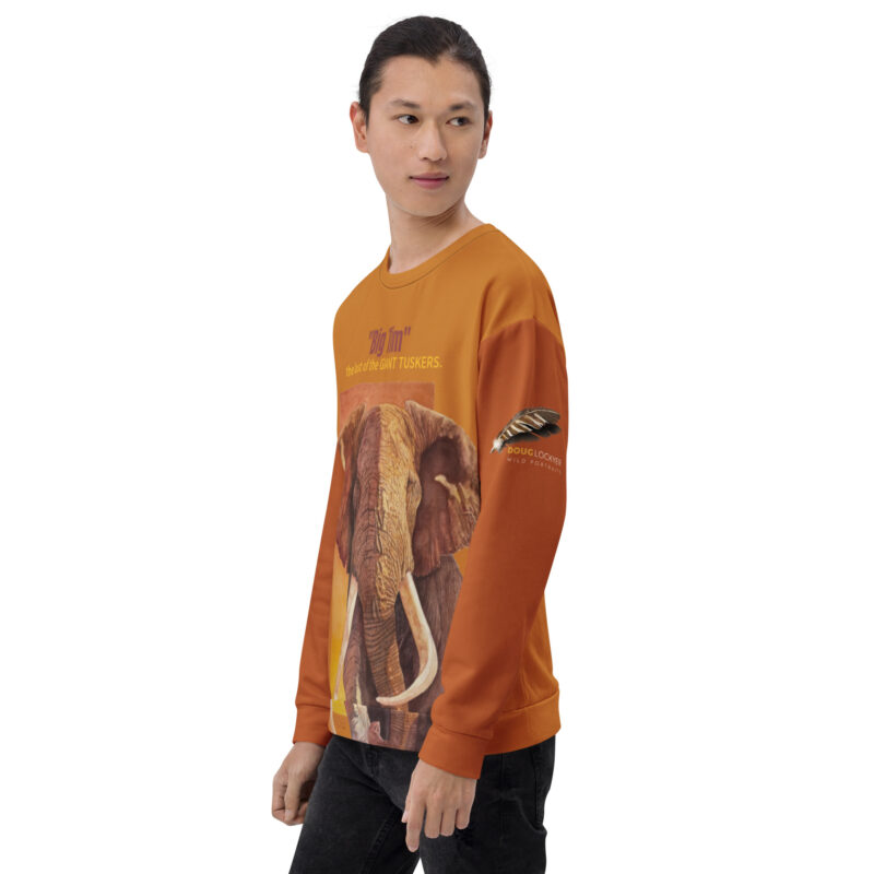 Unisex Sweatshirt, allover print, tan with brick sleeves, BIG Tim - Image 2