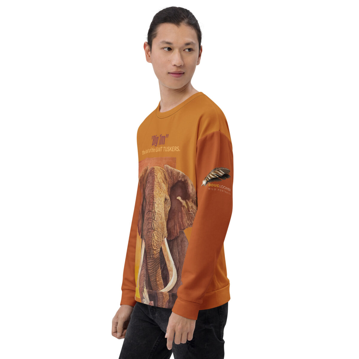 Unisex Sweatshirt, allover print, tan with brick sleeves, BIG Tim - Image 6