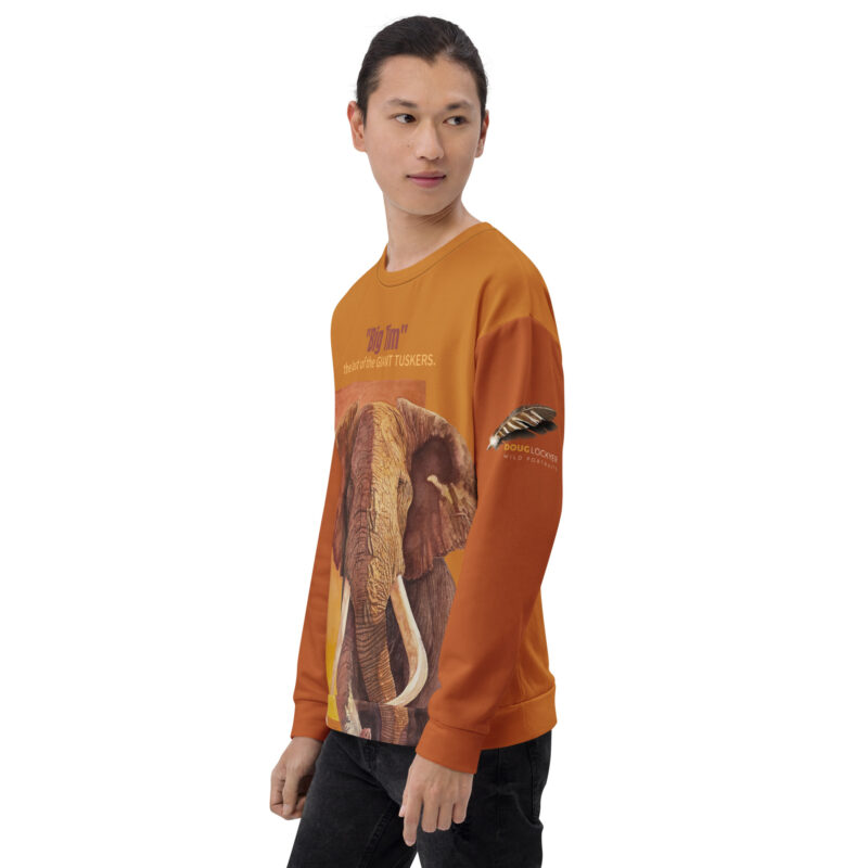 Unisex Sweatshirt, allover print, tan with brick sleeves, BIG Tim - Image 6