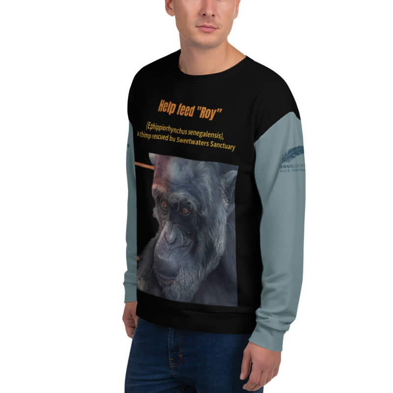 Unisex Sweatshirt, allover print, black with sage sleeves, Roy - Image 3