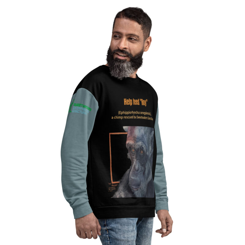 Unisex Sweatshirt, black withsage sleeves, Roy - Image 3