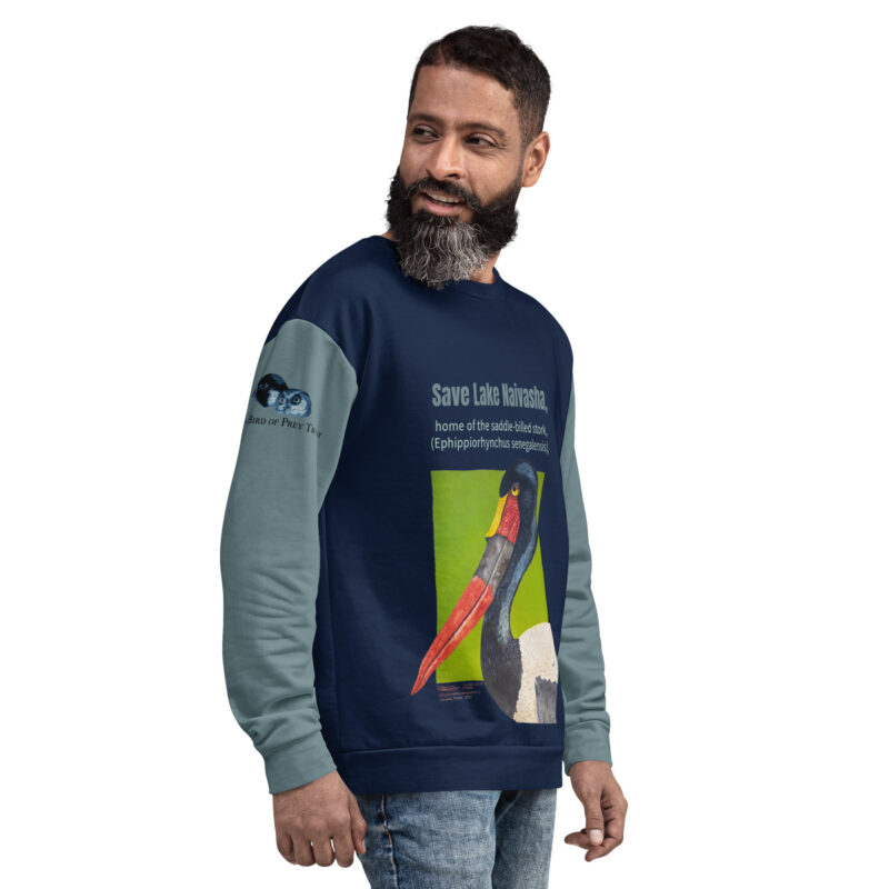 Unisex Sweatshirt ,Save Lake Naivasha, Saddle-Billed Stork - Image 4