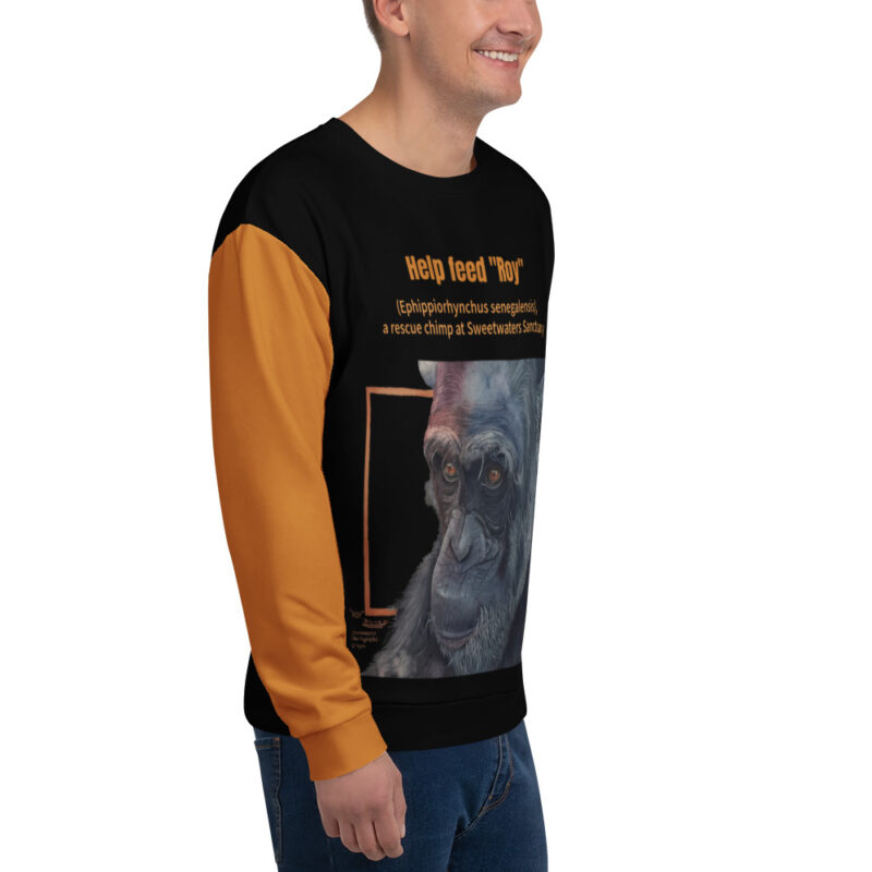 Unisex Sweatshirt, allover print, Roy, a chimp from Sweetwaters - Image 4