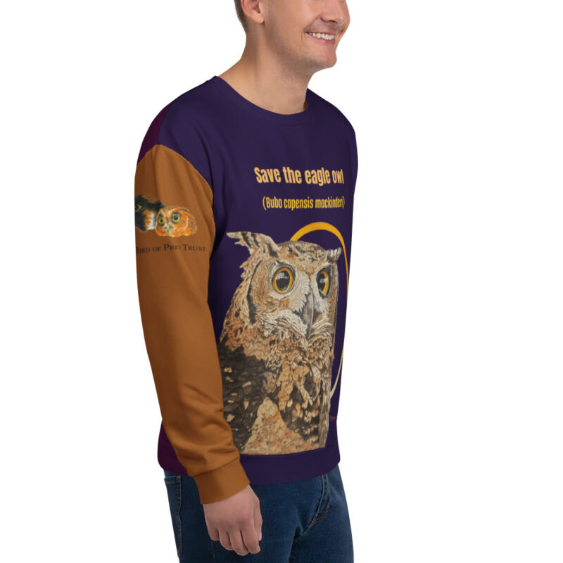 Unisex Sweatshirt, Mackinder's eagle owl - Image 6