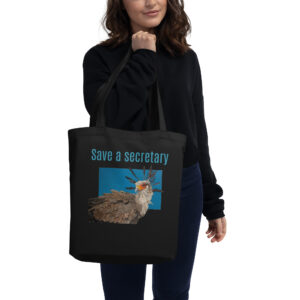 Eco Tote Bag, Save a secretary: "Moneypenny" th esecretary bird, (Sagitarius serpentanius)