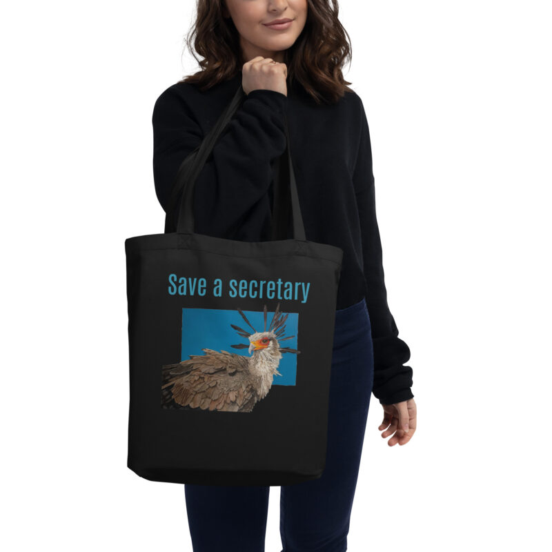 Eco Tote Bag, Save a secretary: "Moneypenny" th esecretary bird, (Sagitarius serpentanius)