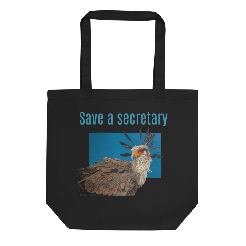 Eco Tote Bag, Save a secretary: "Moneypenny" th esecretary bird, (Sagitarius serpentanius) - Image 2