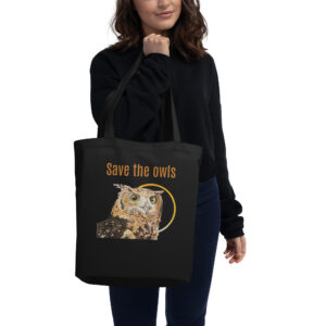 Eco Tote Bag, Save the owls: Mackinder's eagle owl, (Bubo capensis mackinderi)