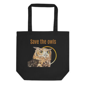 Eco Tote Bag, Save the owls: Mackinder's eagle owl, (Bubo capensis mackinderi)