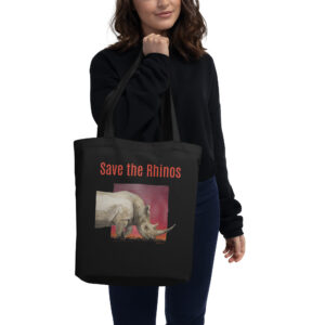 Eco Tote Bag, Save the rhinos: black rhino, (Diceros bicornis)