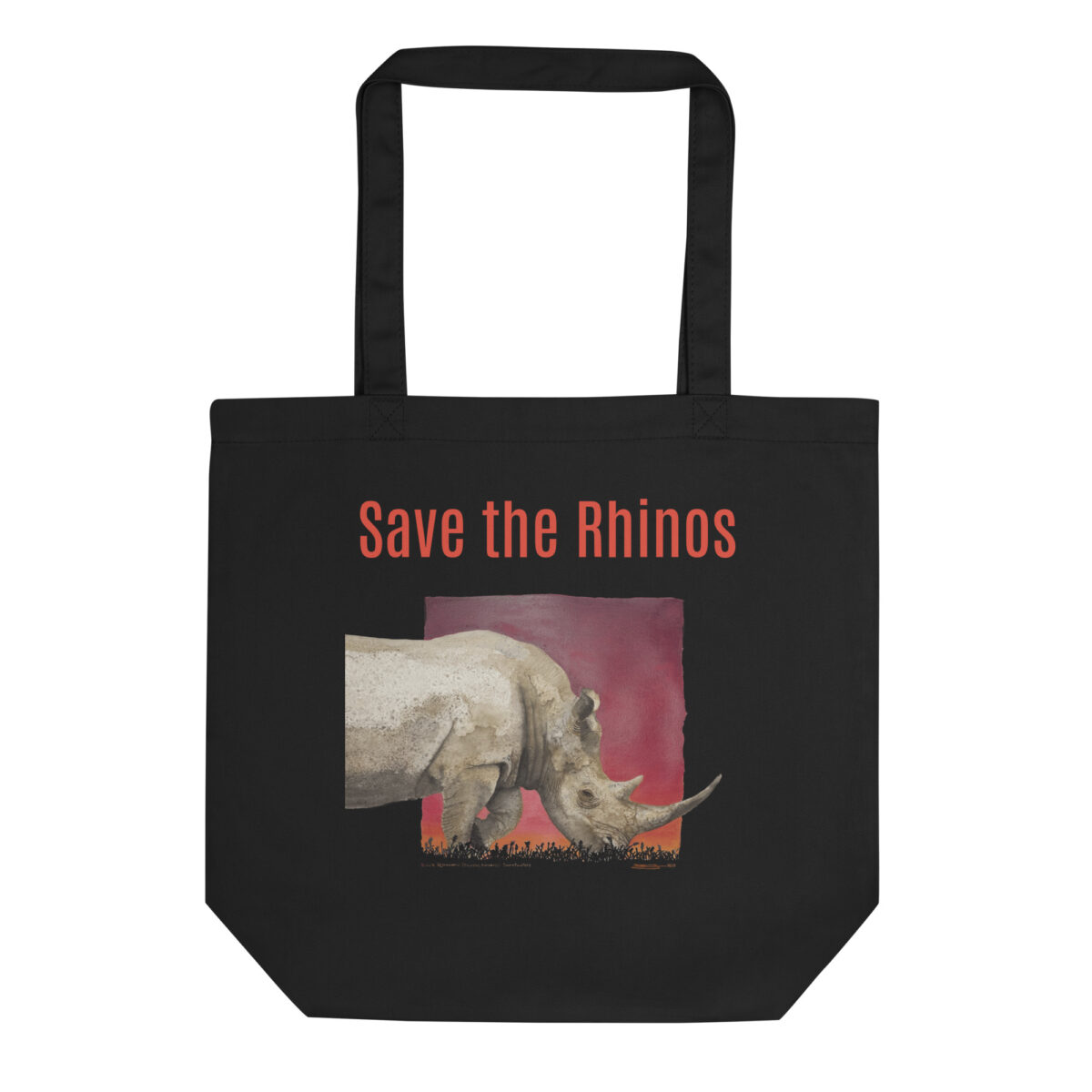 Eco Tote Bag, Save the rhinos: black rhino, (Diceros bicornis)