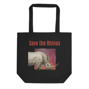 Eco Tote Bag, Save the rhinos: black rhino, (Diceros bicornis)