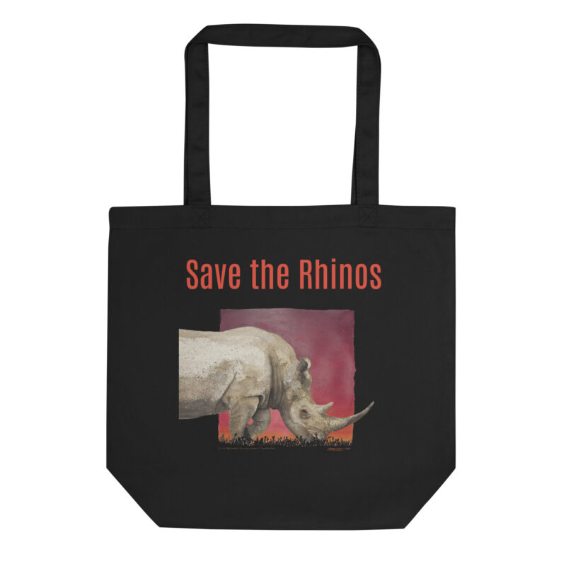 Eco Tote Bag, Save the rhinos: black rhino, (Diceros bicornis) - Image 2