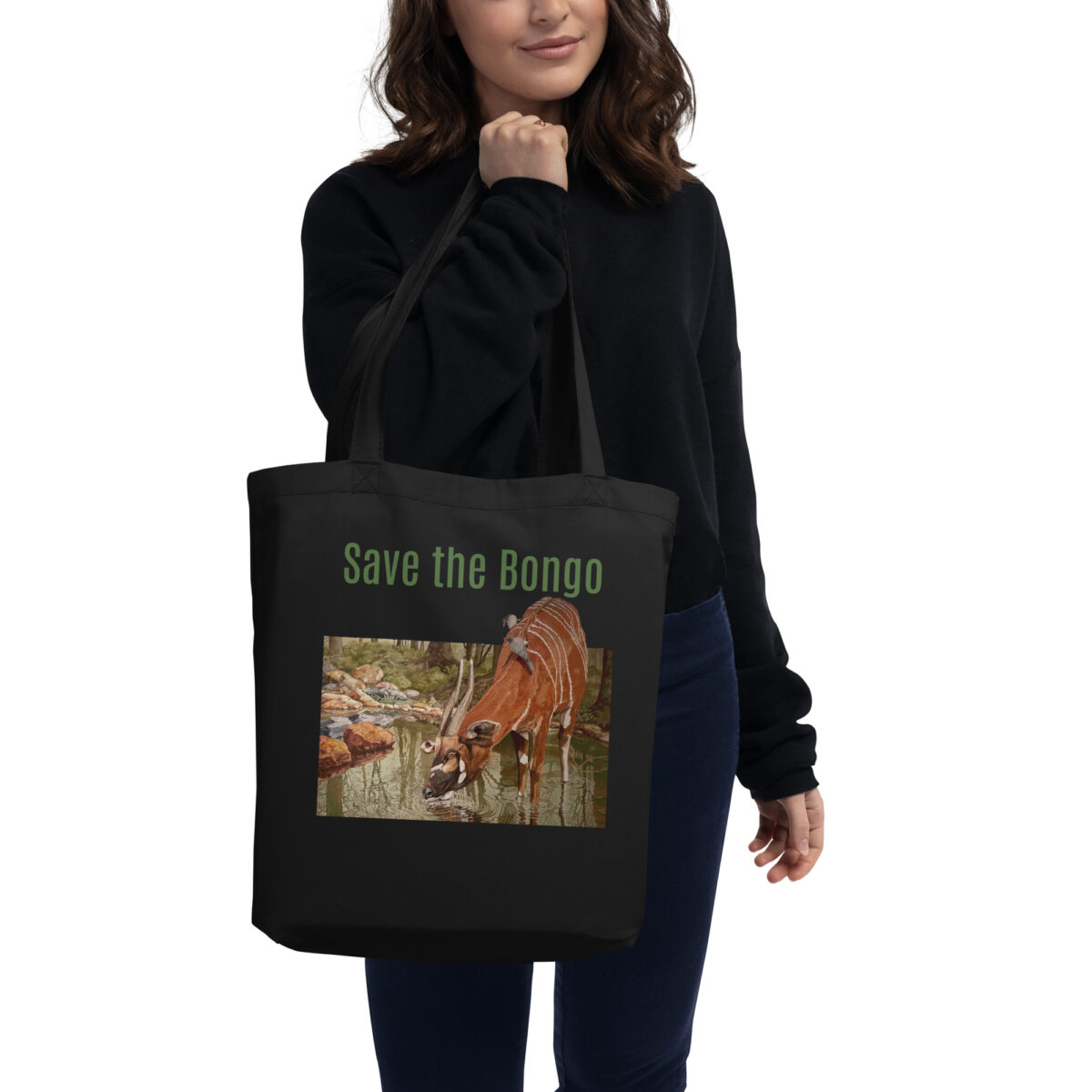 Eco Tote Bag, Save the bongo: mountain bongo, (Tragelaphus eurycerus isaaci) - Image 3