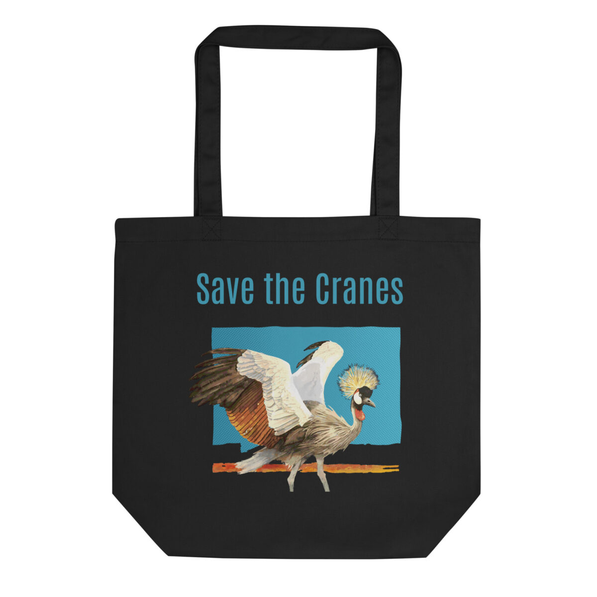 Eco Tote Bag, Save the cranes: grey crowned crane, (Balearica regulorum) - Image 4