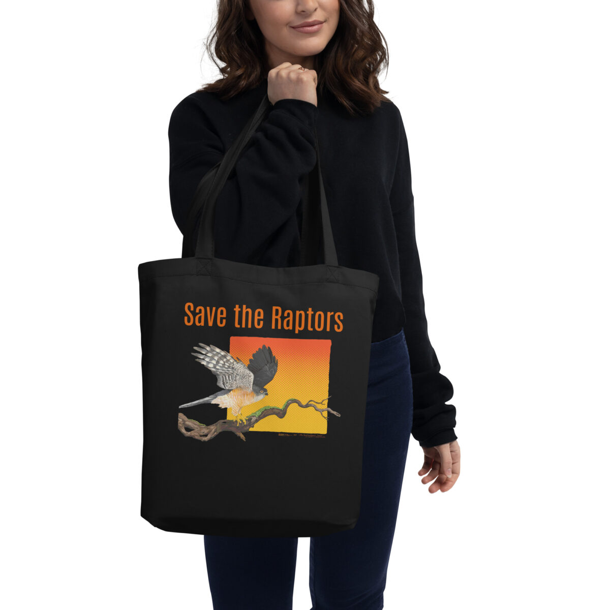 Eco Tote Bag, Save the raptors: "Saxx" the little sparrowhawk, (Accipiter minullus), - Image 3