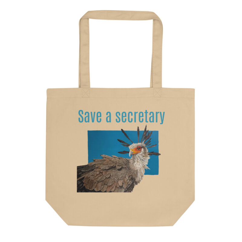 Eco Tote Bag, Save a secretary: "Moneypenny" th esecretary bird, (Sagitarius serpentanius) - Image 3