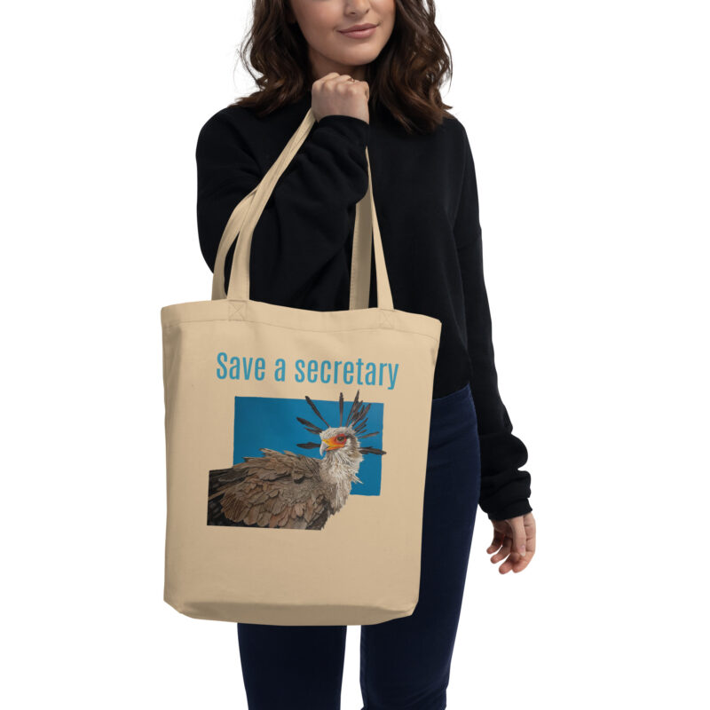 Eco Tote Bag, Save a secretary: "Moneypenny" th esecretary bird, (Sagitarius serpentanius) - Image 4