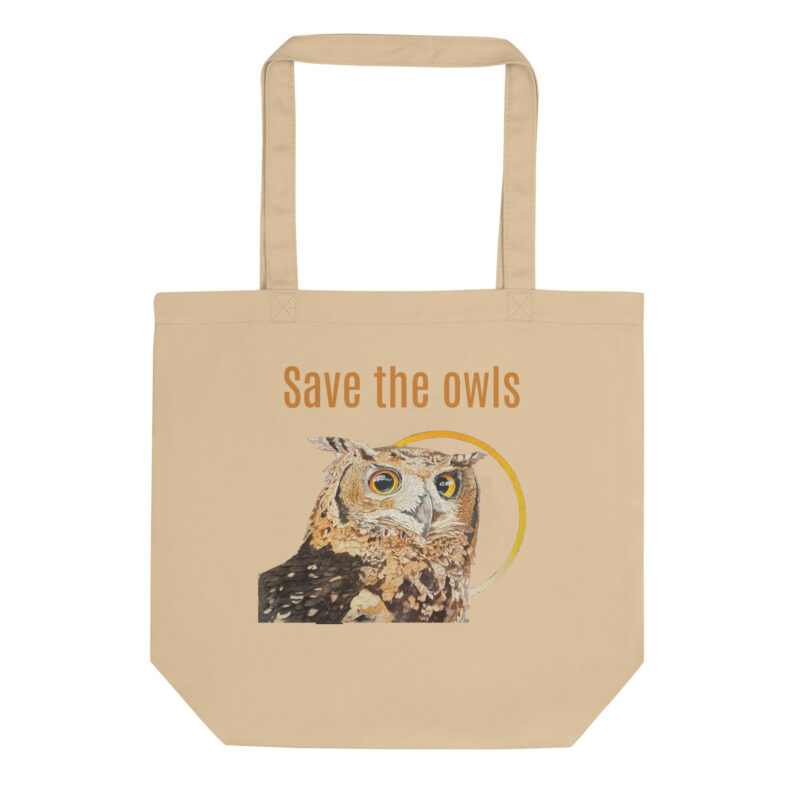Eco Tote Bag, Save the owls: Mackinder's eagle owl, (Bubo capensis mackinderi) - Image 3