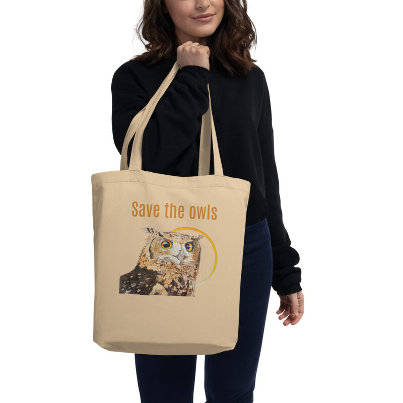Eco Tote Bag, Save the owls: Mackinder's eagle owl, (Bubo capensis mackinderi) - Image 4