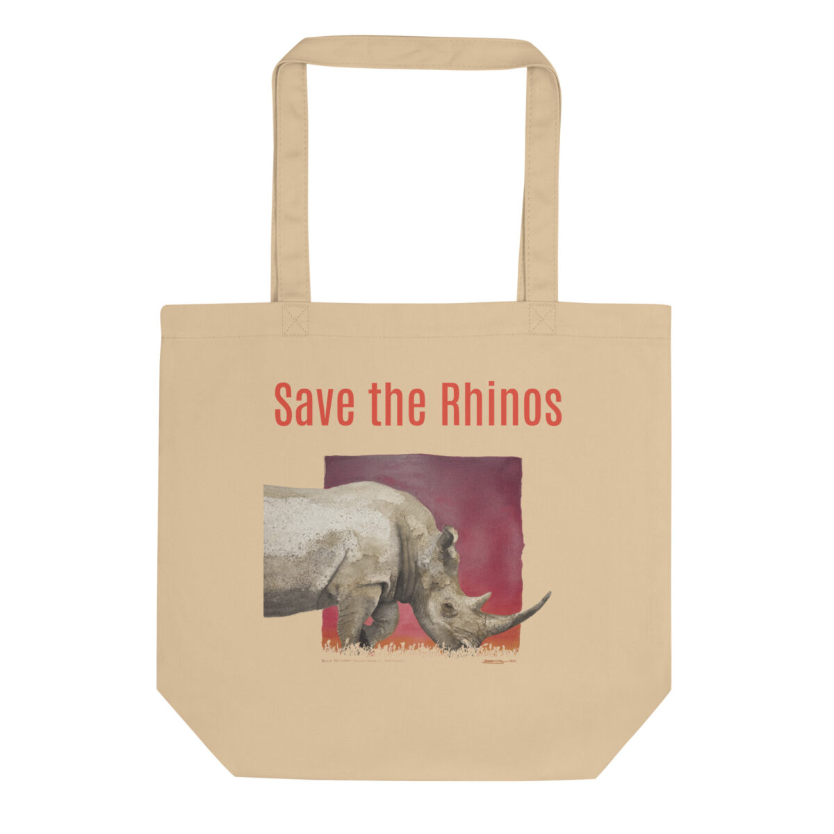 Eco Tote Bag, Save the rhinos: black rhino, (Diceros bicornis) - Image 2